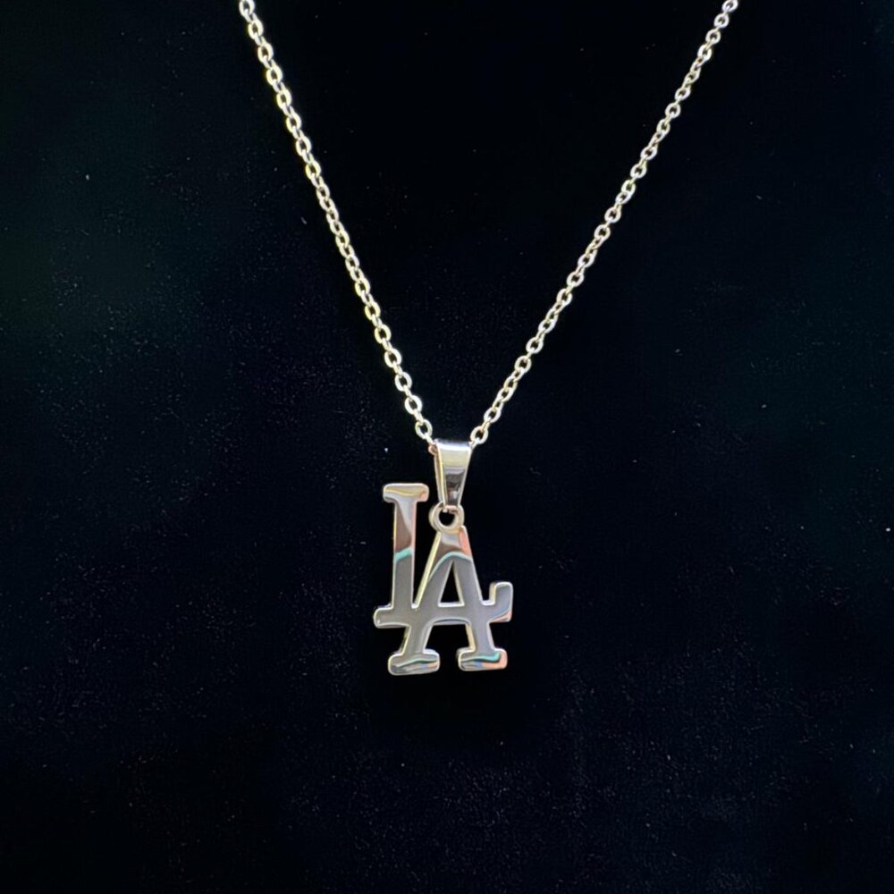 LA Dodgers Necklace - Dainty Necklace - 20" Gold Chain - MLB - Baseball